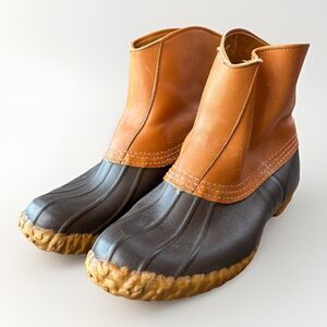 VTG L.L. Bean Maine Hunting Shoes Brown Leather Boots Size 12 LL Bean
